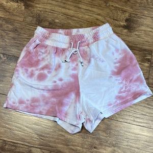 LUNA pink and white tie dye shorts